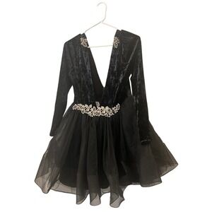 Rubiela Miguel Velvet Party Dress Rhinestone Embellished‎ Cocktail Dress